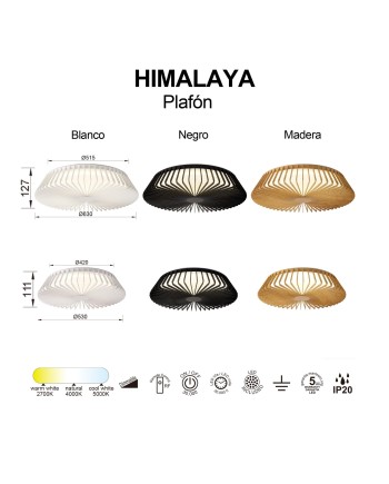 HIMALAYA PLAFÓN * PLAFÓN LED 53 CM MADERA